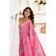 Women's Linen Cotton Printed Ready To Wear Saree With Unstitched Blouse 5.5 Mtr (Pink)