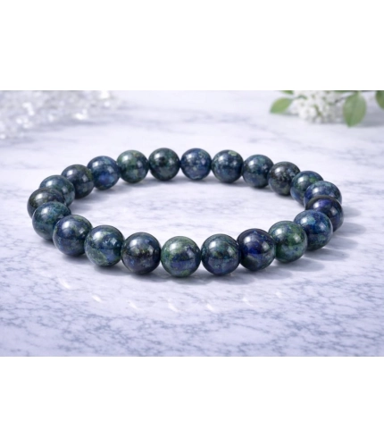 Natural Crystal 8mm Azurite Bracelet  (Dark Green)