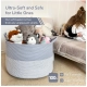 Cotton 16x14 Inch Pack of 1 Storage Basket For Clothes (Gray- Gray White)