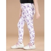 Girl's Cotton Lycra Floral Elasticated Jeggings (White-Lavender) Girl's Cotton Lycra Floral Elasticated Jeggings (White-Lavender)