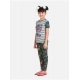 Girl's Cotton Hosiery Printed Night Suit Set (Grey-Green) Girl's Cotton Hosiery Printed Night Suit Set (Grey-Green)