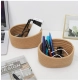 Cotton 8x3 Inch Round 2 Set Bedside Organizer (Beige)