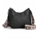 Women's PU Leather Zipper Sling Bag (Black)