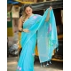 Women's Linen Printed Saree With Unstitched Blouse 5.5Mtr (light Blue) Women's Linen Printed Saree With Unstitched Blouse 5.5Mtr (light Blue)