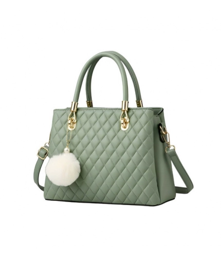 Women's PU Leather Solid Shoulder Zipper Handbag (Green)