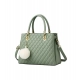Women's PU Leather Solid Shoulder Zipper Handbag (Green)