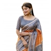 Women's Faux_Tussar Geometric_Print Saree With Unstitched Blouse 5.5Mtr (Rust) Women's Faux_Tussar Geometric_Print Saree With Unstitched Blouse 5.5Mtr (Rust)