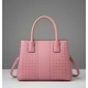Women's PU Leather Solid Shoulder Zipper Handbag (Pink)