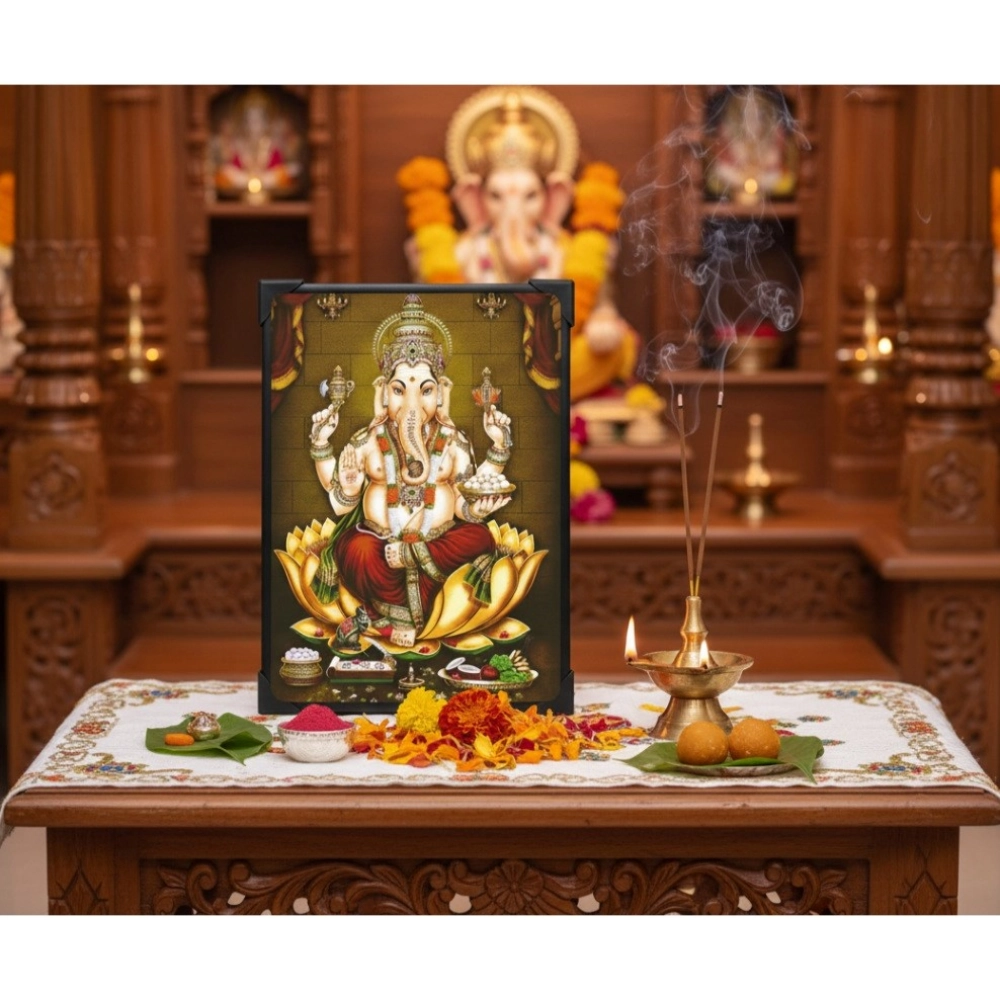 Wooden Lord Ganesha Table Top Devotional Player (Multicolor)