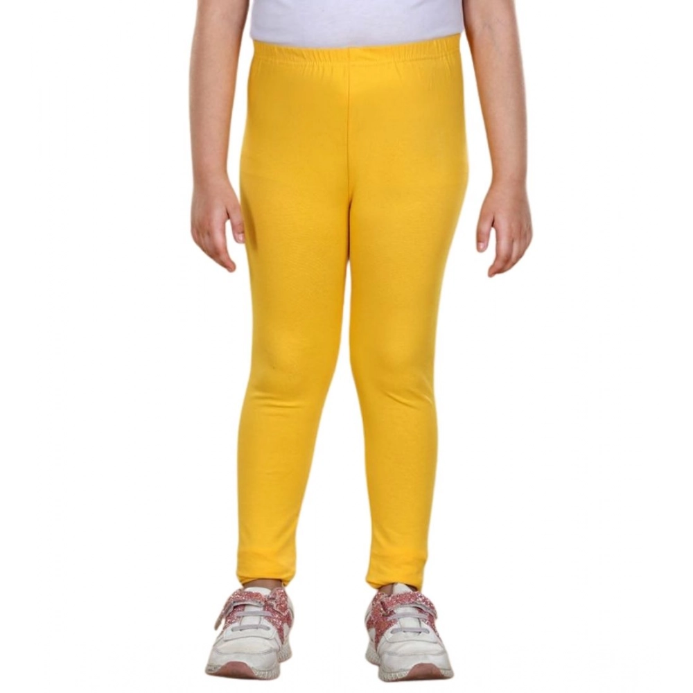 Girl's Cotton Lycra Solid Elasticated Leggings (Yellow) Girl's Cotton Lycra Solid Elasticated Leggings (Yellow)
