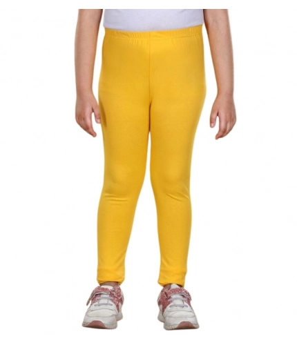 Girl's Cotton Lycra Solid Elasticated Leggings (Yellow)