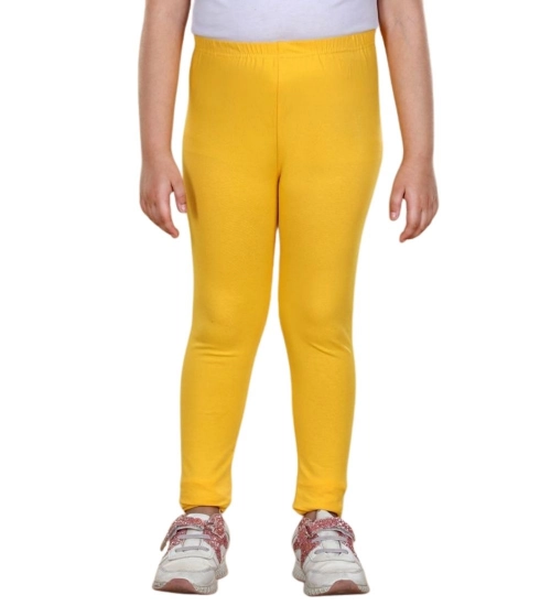 Girl's Cotton Lycra Solid Elasticated Leggings (Yellow)