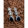 Women's Brass Silver Plated Drop Earrings (Blue)