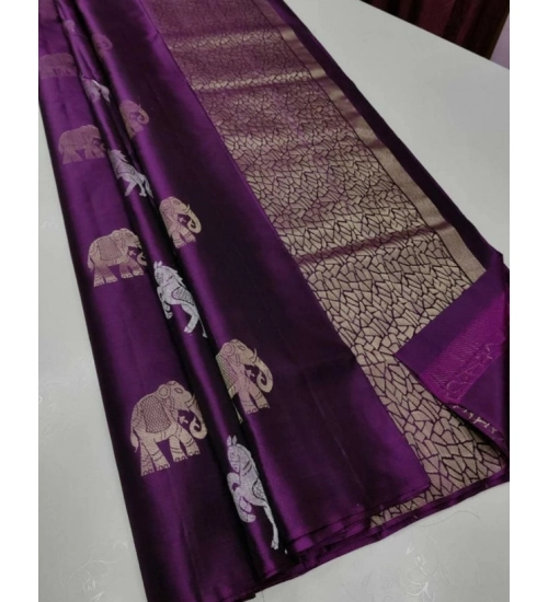 Women's Litchi silk Printed Saree With Unstitched Blouse (Magenta With pink)