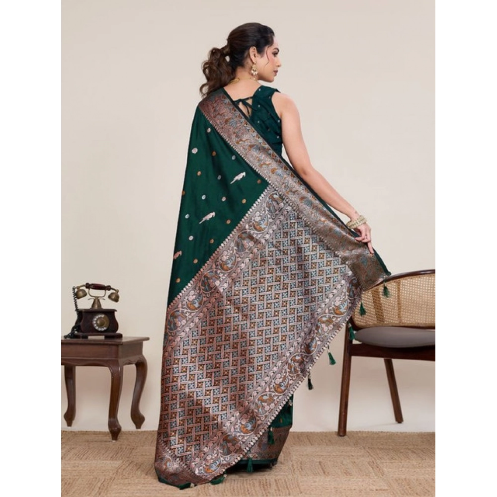 Women's Jacquard Woven Saree With Unstitched Blouse 5.5Mtr (Green) Women's Jacquard Woven Saree With Unstitched Blouse 5.5Mtr (Green)