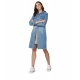Women's Denim Washed Long Sleeves Jacket (Blue) Women's Denim Washed Long Sleeves Jacket (Blue)