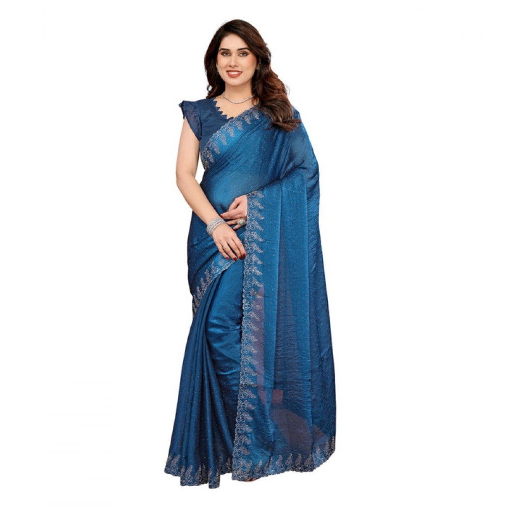 Women's Georgette Printed Saree With Unstitched Blouse 5.5Mtr (Blue) Women's Georgette Printed Saree With Unstitched Blouse 5.5Mtr (Blue)