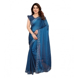 Women's Georgette Printed Saree With Unstitched Blouse 5.5Mtr (Blue)
