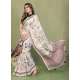 Women's Linen Cotton Printed Saree With Unstitched Blouse 5.5Mtr (Off White) Women's Linen Cotton Printed Saree With Unstitched Blouse 5.5Mtr (Off White)
