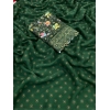 Dropship Women's Printed Brasso Saree With Unstitched Blouse (Green, 5-6 Mtrs)