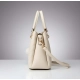 Women's PU Leather Solid Shoulder Zipper Handbag (Cream)
