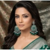 Women's Zinc Alloy Gold Plated Chandbali Earrings (Multicolor)