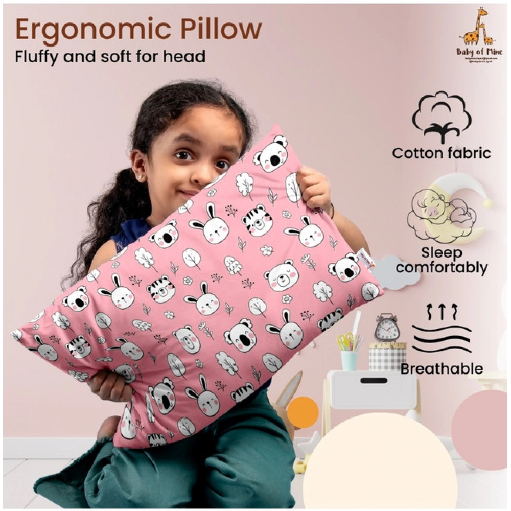 Soft Plush Printed Baby Infant Pillow for Kids Age 1 To 5 Years (Pink)