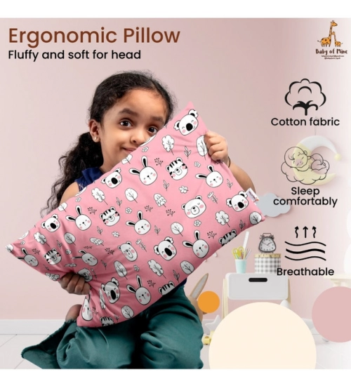 Soft Plush Printed Baby Infant Pillow for Kids Age 1 To 5 Years (Pink)