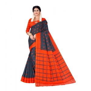 Generic Women's Soft Pure Cotton Printed Saree With Unstitched Blouse 5.5Mtr (Grey)