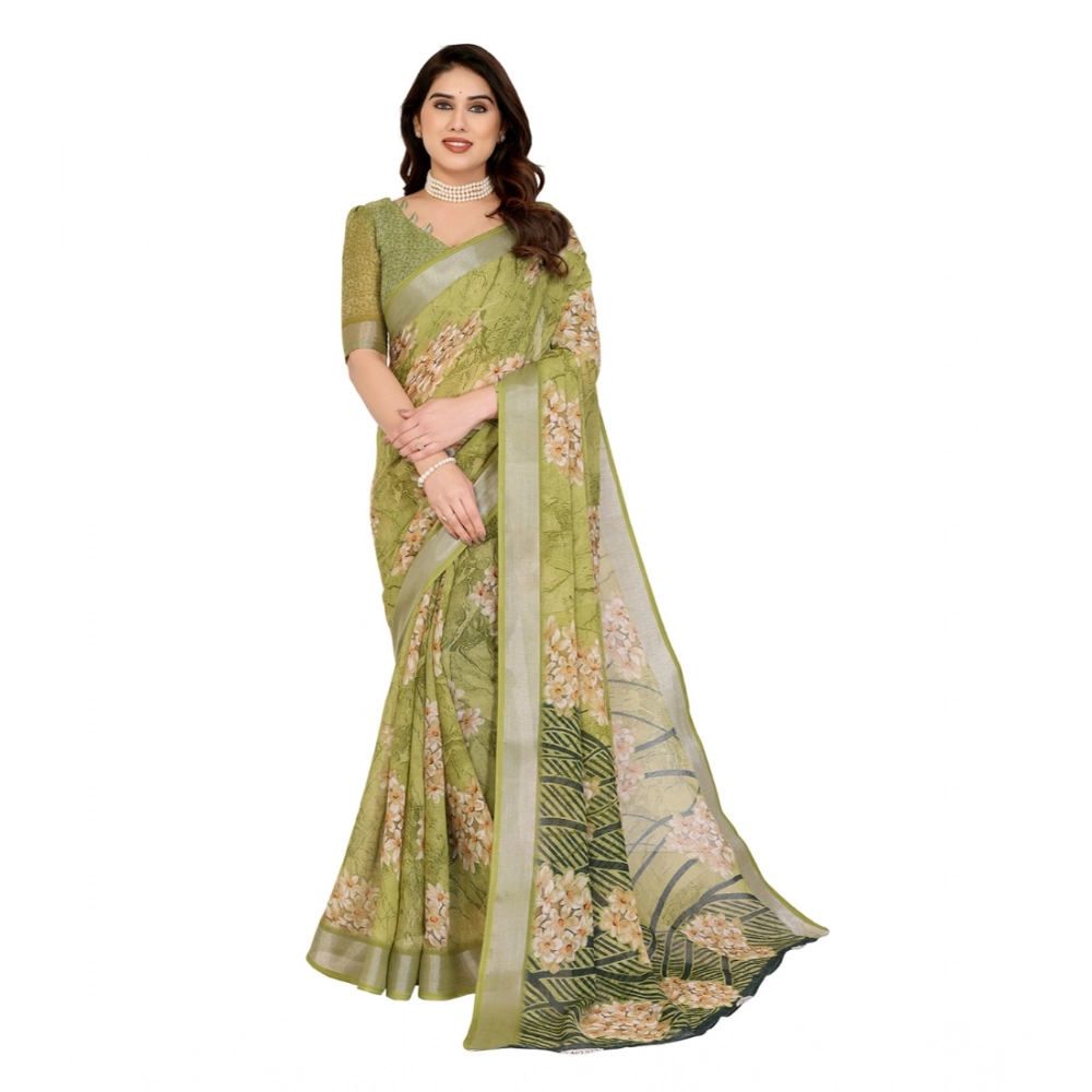 Women's Georgette Printed Saree With Unstitched Blouse 5.5Mtr (Green) Women's Georgette Printed Saree With Unstitched Blouse 5.5Mtr (Green)
