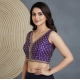 Women's Silk Blend Embroidered V-Neck Non Padded Blouse (Purple 38 Ready (Alterable up to 42)