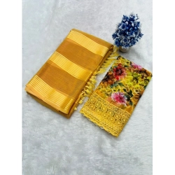 Women's Georgette Embroidered Saree With Unstitched Blouse 5.5Mtr (Yellow)