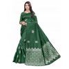 Women's Soft Lichi Silk Printed Saree With Unstitched Blouse 5.5Mtr (Green) Women's Soft Lichi Silk Printed Saree With Unstitched Blouse 5.5Mtr (Green)