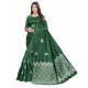 Women's Soft Lichi Silk Printed Saree With Unstitched Blouse 5.5Mtr (Green)