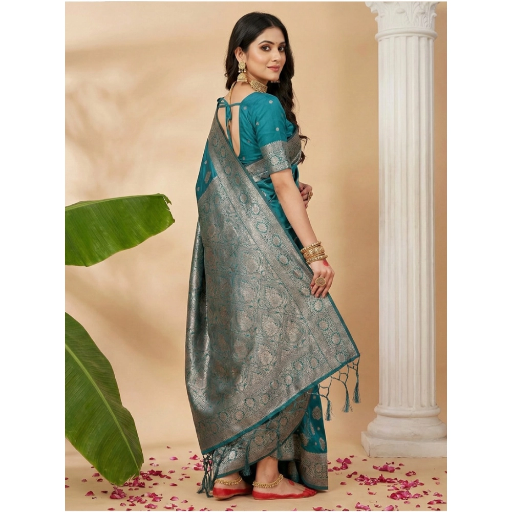 Women's Silk Blend Printed Saree With Unstitched Blouse 5.5Mtr (Sea Green) Women's Silk Blend Printed Saree With Unstitched Blouse 5.5Mtr (Sea Green)