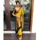 Women's Litchi silk Printed Saree With Unstitched Blouse (Yellow) Women's Litchi silk Printed Saree With Unstitched Blouse (Yellow)