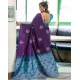 Women's Soft Lichi Silk Printed Saree With Unstitched Blouse 5.5Mtr (Blue)
