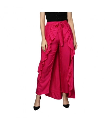 Women's Rayon Ruffled Elasticated Skirt (Pink)