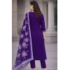 Women's Chanderi Silk Ethnic Motif V-Neck 3/4th Sleeve Kurti With Pant Dupatta Set (Purple) Women's Chanderi Silk Ethnic Motif V-Neck 3/4th Sleeve Kurti With Pant Dupatta Set (Purple)