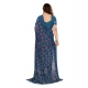 Women's Georgette Printed Saree With Unstitched Blouse 5.5Mtr (Blue)