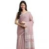 Women's Linen Cotton Printed Saree With Unstitched Blouse 5.5Mtr (Purple) Women's Linen Cotton Printed Saree With Unstitched Blouse 5.5Mtr (Purple)
