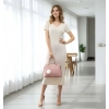 Women's PU Leather Solid Shoulder Zipper Handbag (Pink)
