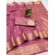 Women's Jacquard Silk Jaquard Woven Saree With Unstitched Blouse 5.5Mtr (Pink)