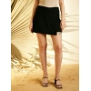 Women's Polyester Spandex Solid Side Zip Skirt (Black)