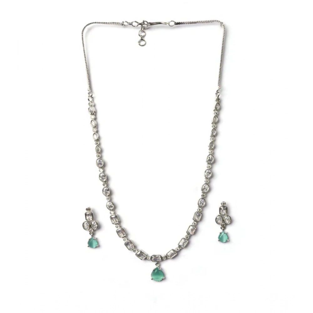 Women's Brass Silver Plated Necklace set (Turquoise) Women's Brass Silver Plated Necklace set (Turquoise)