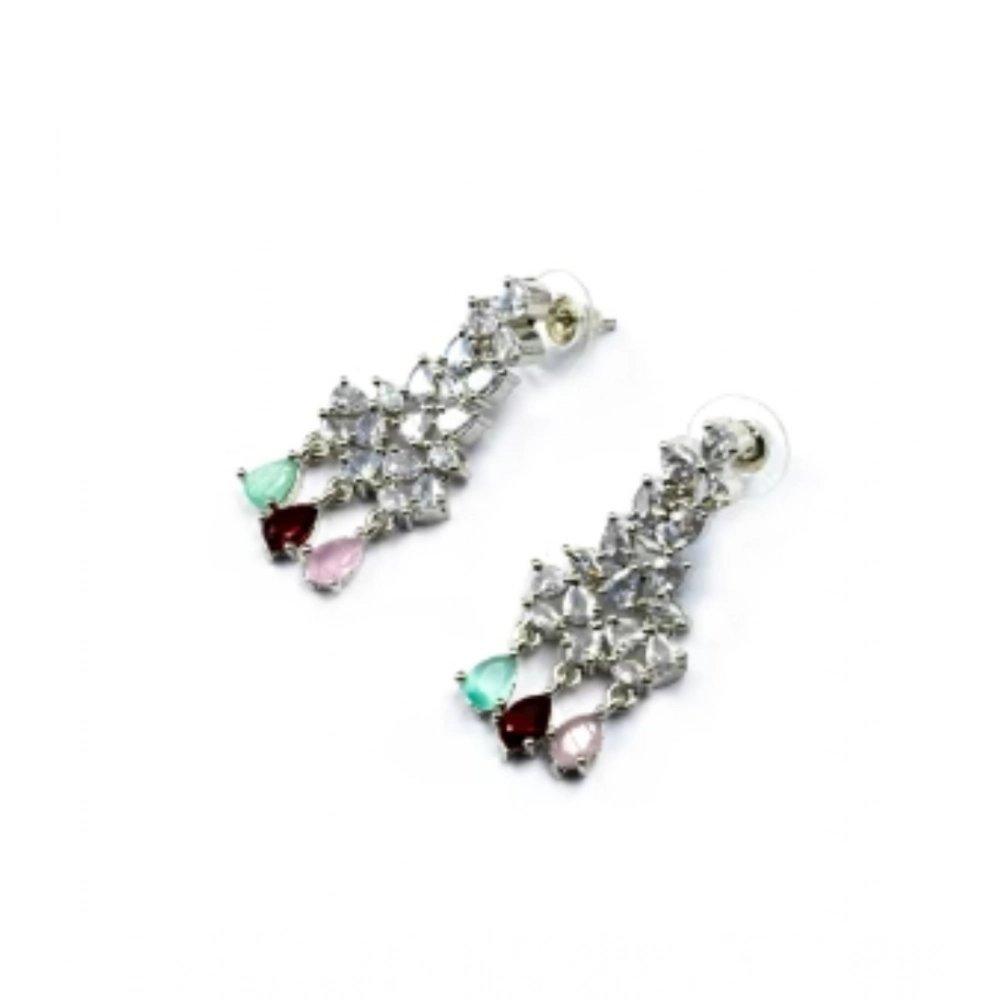 Women's Brass Silver Plated Necklace set (Multicolor)