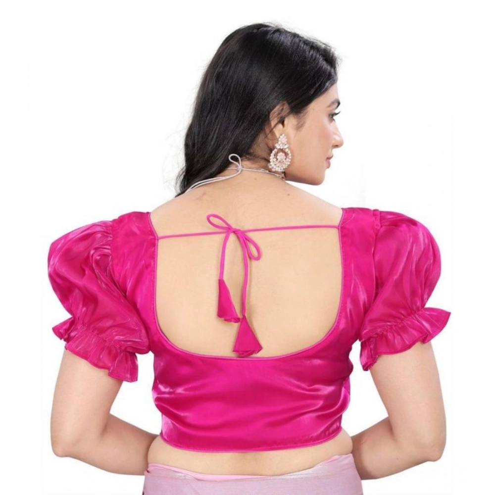 Women's Jimmy Solid Designer Neck Elastic Sleeve Readymade Blouse (Pink 38 , Alterable up to 42)-PID65832 Women's Jimmy Solid Designer Neck Elastic Sleeve Readymade Blouse (Pink 38 , Alterable up to 42)-PID65832