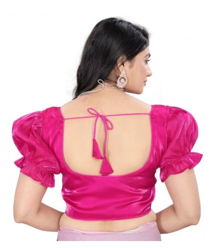 Women's Jimmy Solid Designer Neck Elastic Sleeve Readymade Blouse (Pink 38 , Alterable up to 42)-PID65832 Women's Jimmy Solid Designer Neck Elastic Sleeve Readymade Blouse (Pink 38 , Alterable up to 42)-PID65832