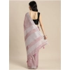 Women's Linen Cotton Printed Saree With Unstitched Blouse 5.5Mtr (Purple) Women's Linen Cotton Printed Saree With Unstitched Blouse 5.5Mtr (Purple)