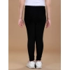 Girl's Cotton Lycra Solid Elasticated Leggings (Black)